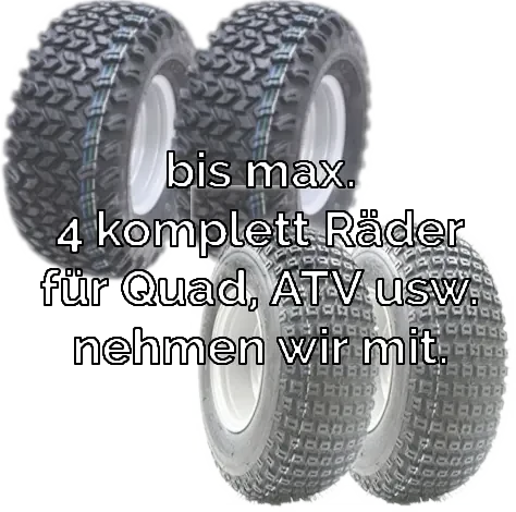 max. 1 Satz Räder nehmen wir beim Motorradtransport mit
